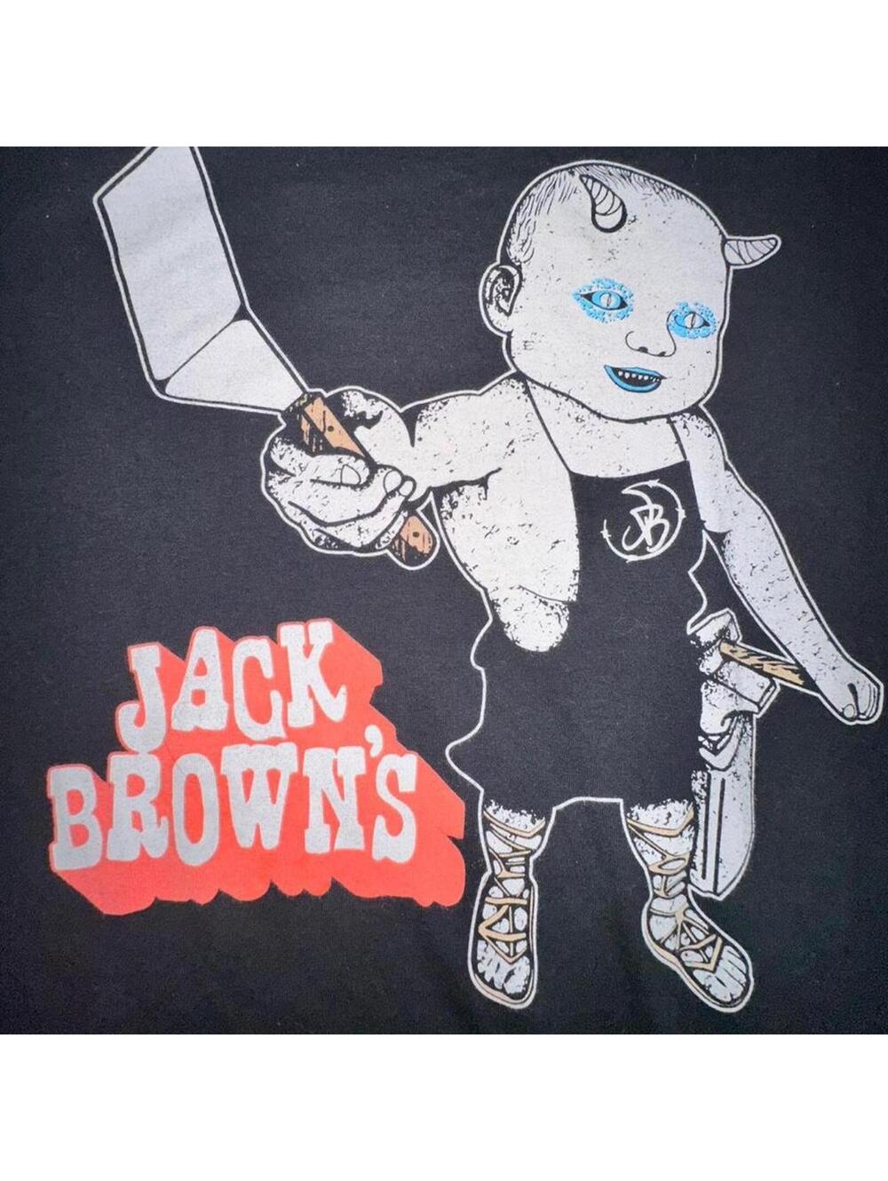 Jack Brown’s burger joint graphic tee double sided devil baby graphic black